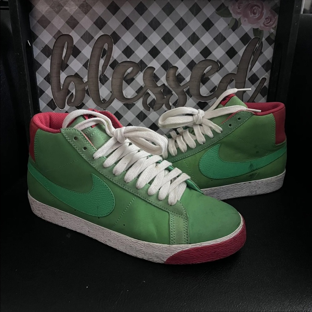 Nike Blazer Premium SB Green Spark Pimento Red Sz 10 314070-331 Lime